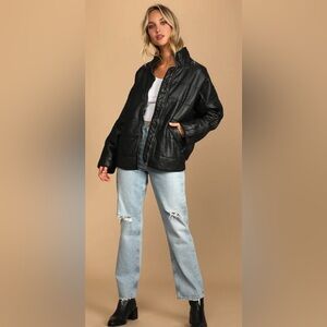 Free People We The Free Dolman Quilted Vegan Leather Jacket